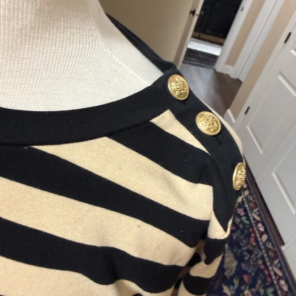 J. Crew Black and Cream Striped Top - Picture 3 of 7